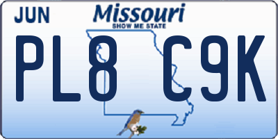 MO license plate PL8C9K