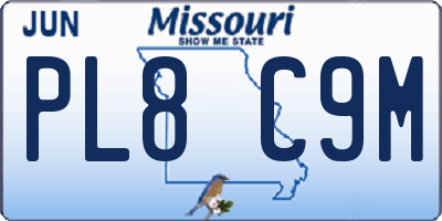 MO license plate PL8C9M