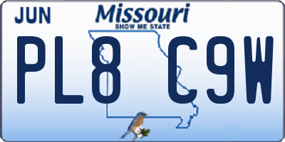 MO license plate PL8C9W