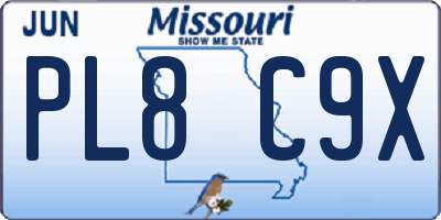 MO license plate PL8C9X