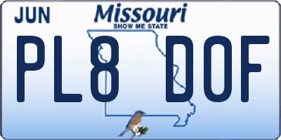 MO license plate PL8D0F