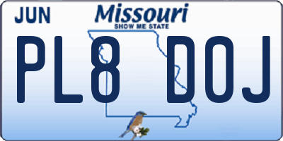 MO license plate PL8D0J