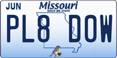 MO license plate PL8D0W