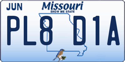 MO license plate PL8D1A