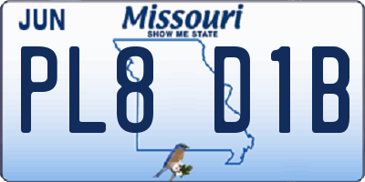 MO license plate PL8D1B