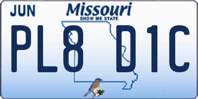 MO license plate PL8D1C