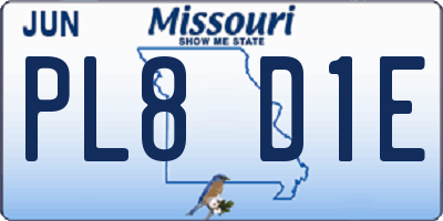 MO license plate PL8D1E