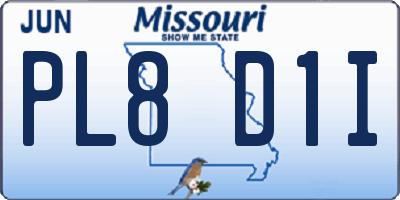 MO license plate PL8D1I