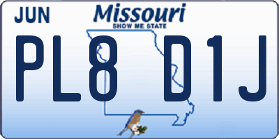 MO license plate PL8D1J