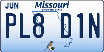 MO license plate PL8D1N