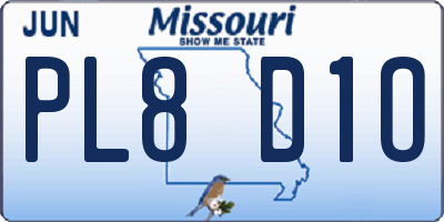 MO license plate PL8D1O