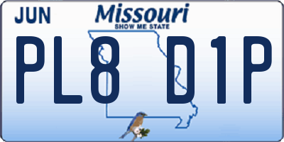 MO license plate PL8D1P
