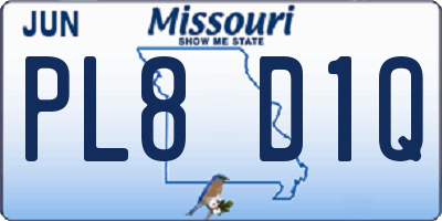 MO license plate PL8D1Q
