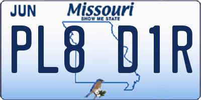 MO license plate PL8D1R