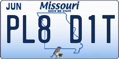 MO license plate PL8D1T