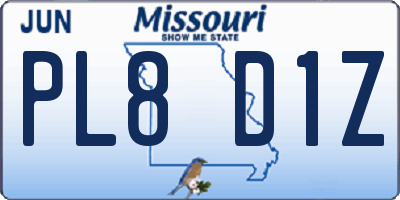 MO license plate PL8D1Z