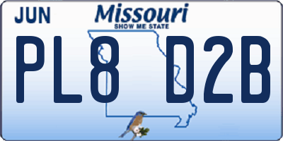 MO license plate PL8D2B