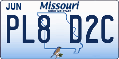 MO license plate PL8D2C
