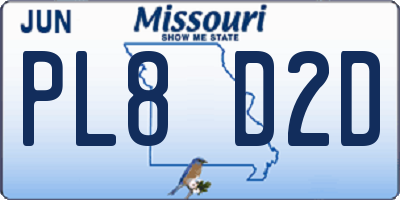MO license plate PL8D2D