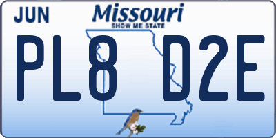 MO license plate PL8D2E