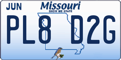 MO license plate PL8D2G