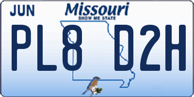 MO license plate PL8D2H