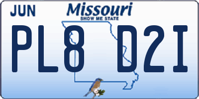 MO license plate PL8D2I