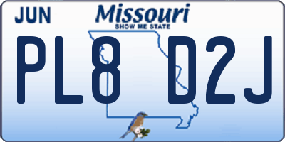 MO license plate PL8D2J