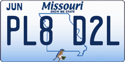 MO license plate PL8D2L