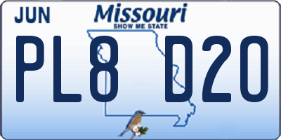 MO license plate PL8D2O
