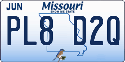 MO license plate PL8D2Q