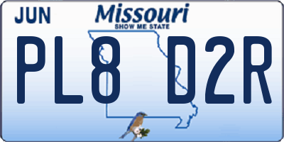 MO license plate PL8D2R