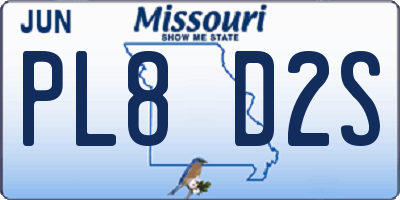 MO license plate PL8D2S