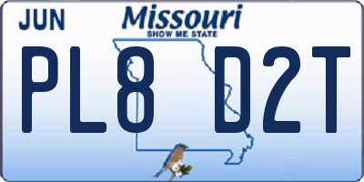 MO license plate PL8D2T