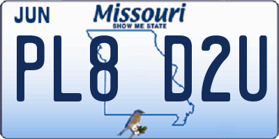 MO license plate PL8D2U