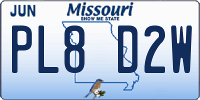 MO license plate PL8D2W