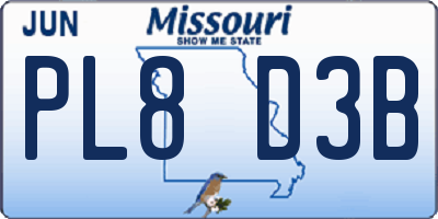MO license plate PL8D3B