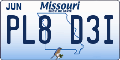 MO license plate PL8D3I