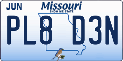 MO license plate PL8D3N
