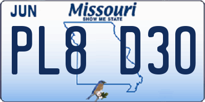MO license plate PL8D3O