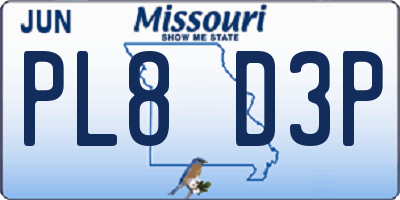 MO license plate PL8D3P