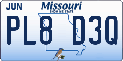 MO license plate PL8D3Q