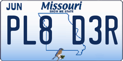 MO license plate PL8D3R