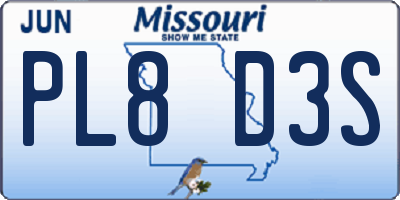 MO license plate PL8D3S