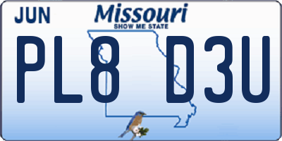 MO license plate PL8D3U