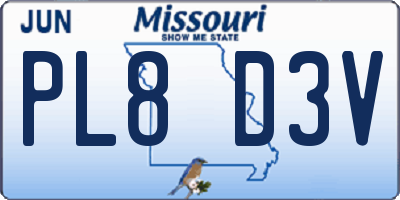 MO license plate PL8D3V