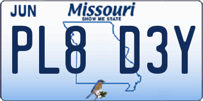 MO license plate PL8D3Y