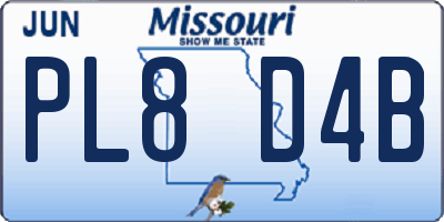 MO license plate PL8D4B