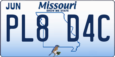 MO license plate PL8D4C