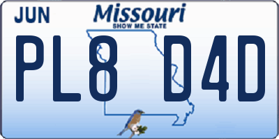 MO license plate PL8D4D